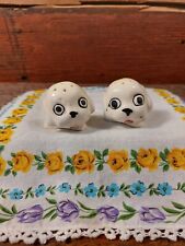 Vintage White Dogs With Blue Colars Salt And Pepper Shakers picture