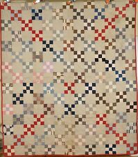 CLASSIC Vintage Nine Patch Antique Patchework Quilt ~19th Century Fabrics picture