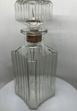 Vintage Cut Glass Decanter Glass w/ Stopper 9.5” Tall Federal Law Forbids Stamp picture