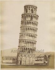 Leaning tower of Pisa antique albumen art photo by Van Lint Italy picture