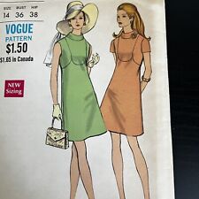 Vintage 1960s Vogue 7741 Mod Semi Fitted Seamed Dress Sewing Pattern 14 S CUT picture