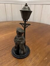 Antique Lamp Post Oil Lamp with Pipe Smoking Figure picture