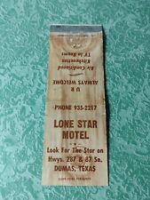 Vintage Matchbook Collectible Ephemera B30 Dumas Texas lone Star motel picture