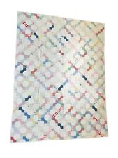 Vintage Antique Snowball Bow Tie Quilt Hand Made Calico Feed Sack 95 x 73 Inches picture