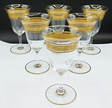 French Baccarat Acorn Crystal 22k Gold Band Oak Leaves Wine Glasses Set of 6 picture
