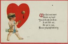 Valentine's Day postcard Cupid Holds the Key S. Bergman 1913 mailed picture