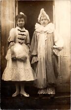 1910s French Postcard RPPC Antique Young Girl & Boy in Costumes Unposted picture