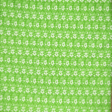Vtg Green Polyester Double Knit Fabric 1970s Retro Flowers Floral 77