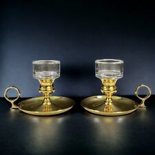 Baldwin Brass Chamberstick Candle Holder With Glass Inset Set Of 2 picture
