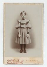 Antique Circa 1880s Cabinet Card Beautiful Young Girl in Dress Bell York, PA picture