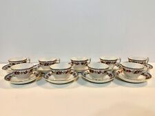 Ant Booths Staffordshire Porcelain Set of 9 Cups & Saucers w/ Rose Floral Dec. picture