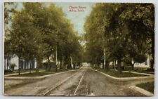 Albia Iowa~Trolley Tracks Through Clinton Street~Homes Both Sides~1913 Postcard picture
