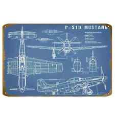 P-51D MUSTANG BLUEPRINT SPECIFICATIONS TIN SIGN 8