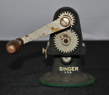 Vintage Black Singer Hand Crank Machine - Fabric Cutter picture