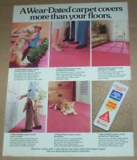 1985 print ad - Monsanto Wear Dated carpet Shaggy Dog cat boy family advertising picture