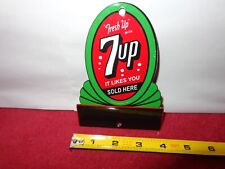 7 UP SODA POP ADVERTISING SIGN DIE CUT HEAVY METAL PORCELAIN 4 x 5 3/8in # Z- 44 picture