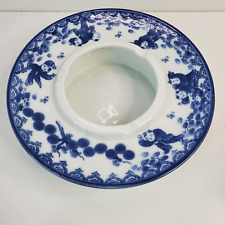 Vintage Japanese Hirado Ware Blue White Porcelain Wide Rim Hat Shape Ash Tray picture