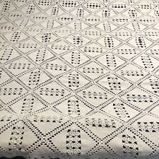 Vintage Off White Hand Crocheted Bedspread-Coverlet 92 x 74 HEAVY COTTON  ECU picture