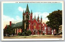 Columbia South Carolina~Washington Street Methodist Church~Linen Postcard picture