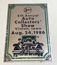 Car Plate Plaque 3rd 8th Annual Auto Collectors' Show Vinton Iowa Aug. 24 1986 picture