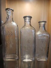 Lot Of Three Mold Blown Red Cross Pharmacy Bottles 1890s Great Condition picture