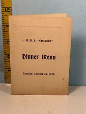 1928 R.M.S. Special Dinner Menu w/remembrance of Alice/Jan-March picture