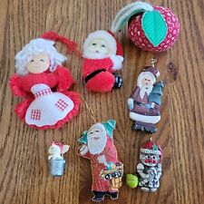 Vintage Lot 1970s Christmas Ornaments Mrs Claus Yarn/Santa Hugger/Hallmark Mouse picture