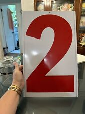 Vintage Metal Gas Station Service Oil Sign Red Number 2 & 3 18” X 12” picture