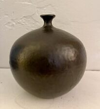 Japanese MCM Stoneware Bud Vase Vintage Mid Century Modern Pottery Hammered Look picture