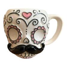 Sugar Skull Coffee Cup Mug Mustache Day of the Dead Dia de Los Muertos Cup picture