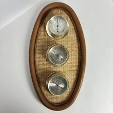 Vtg Springfield Weather Station Thermometer Barometer Humidity Burlap Detail 70s picture
