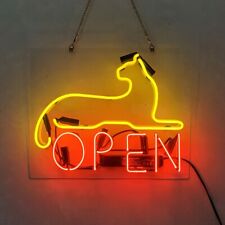 New Cat Open Store Wall Gift Artwork Acrylic Real Glass Neon Light Sign 17
