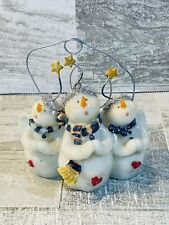 Snowman Carolers Porcelain Hanging Christmas Tree Ornament Decoration 4” picture