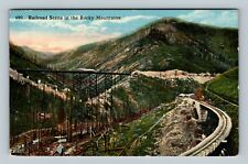 Railroad Scene In The Rocky Mountains, Trail, Railroad, Vintage Postcard picture