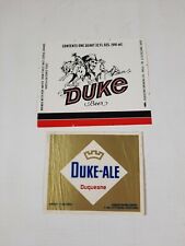 Lot of 2 duke beer and duke ale Vintage Beer Bottle Label  picture