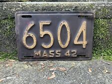 Authentic  1942 Massachusetts License Plate Metal Vintage License Plate Auto Tag picture
