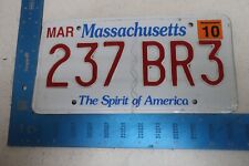 Massachusetts License Plate Tag 2010 10 MA Natural Sticker 237 BR3 picture