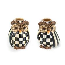 Brand New Mackenzie Childs Owl Candlesticks - Set of 2 picture