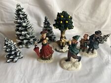 Vintage 1998 Mervyn’s Christmas Village Square Figurines Lot Of 7 picture