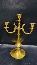 Antique Small Gilt Bronze 3 Arms Candlestick Candle Holder, 6 1/2