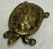 Vintage Brass Turtle w/Hinged Lid Trinket Box Ashtray Made In Japan 4” picture