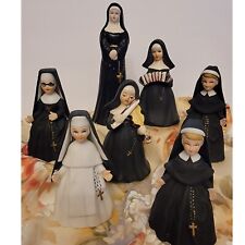 Lot of 7 Vintage Antique Lefton's Nun Figurines Postulant & Franciscan 460 Japan picture