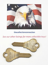 2 Vtg Independent Lock 1121-A Key BLANK For CROWN Locks Fancy Bow 1121A Antique picture