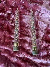 Vintage 60's Set of 2 MCM Lucite Gold & Silver Flake Taper Candles picture