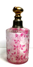 Baccarat Crystal Eglantier Perfume Bottle Flacon Etched Clear & Pink As Is picture