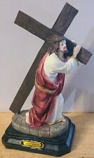 JESUS OF NAZARETH CHRIST CARRYING CROSS RELIGIOUS FIGURINE picture