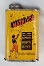 Rare Vintage Matador Insect Spray Poison Metal Advertising Tin Litho Can EMPTY picture