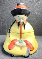 Antique German Porcelain Figural Inkwell Quill Holder, Asian Man Smoking Pipe picture