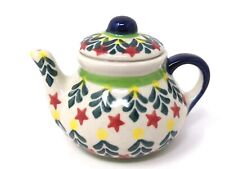 Andar Polish Pottery Teapot Handmade Ceramic Christmas Ornament picture