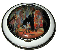 Vintage Enamel Pictorial Carlsbad Caverns Nat'l Park Souvenir Powder Compact picture